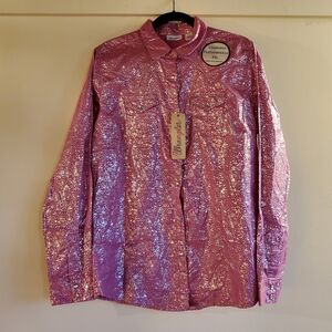 💖 NWT Wrangler Pink & Silver Western Shirt - Size XL